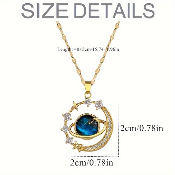 18K Gold-Plated Starry Sky & Planet Necklace: Celestial Beauty - Picture 6 of 7